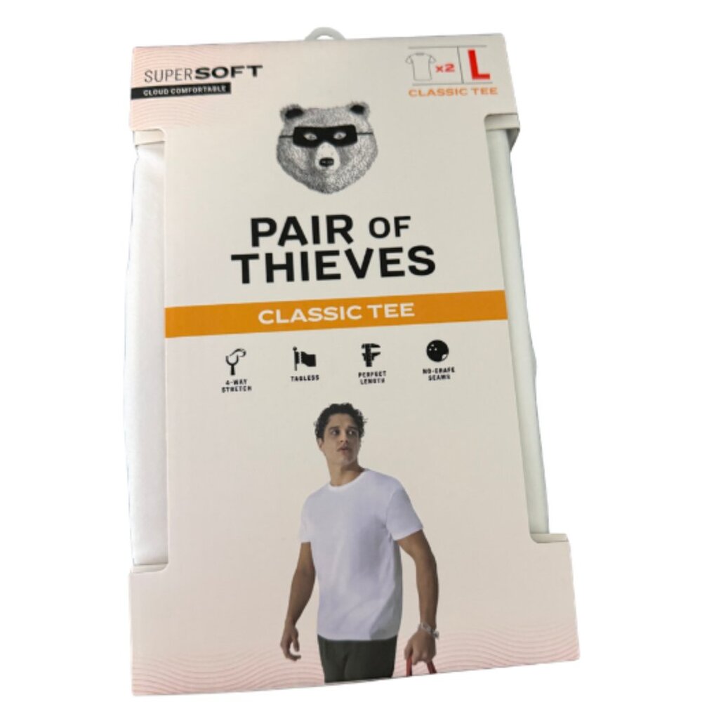 Pair of Thieves Classic Tee 2 Pack White T-Shirt Size Large Super Soft Stretch